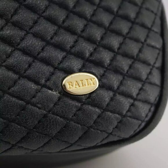 BALLY Chain Tote Bag Leather Black Gold Auth - Picture 4 of 16